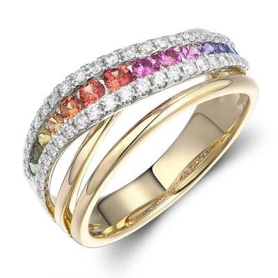 Rainbow Plain Crossover Ring