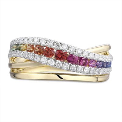 Rainbow Plain Crossover Ring