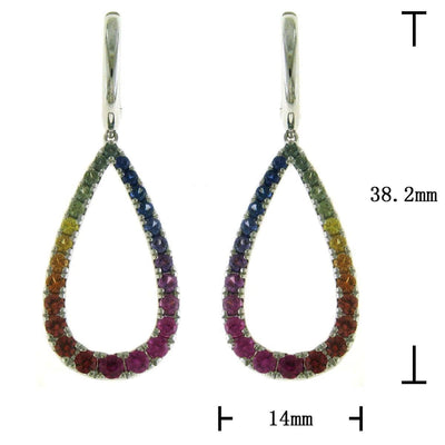 Raindrop Shaped Rainbow Hanging Earrings
