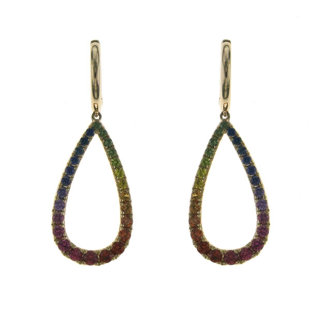 Raindrop Shaped Rainbow Hanging Earrings