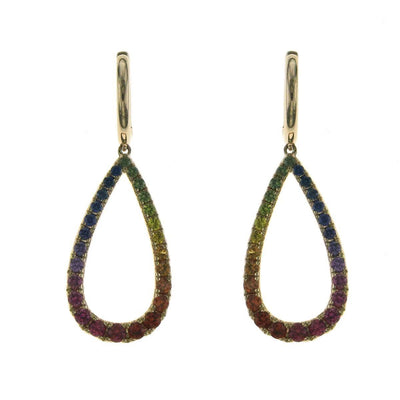 Raindrop Shaped Rainbow Hanging Earrings