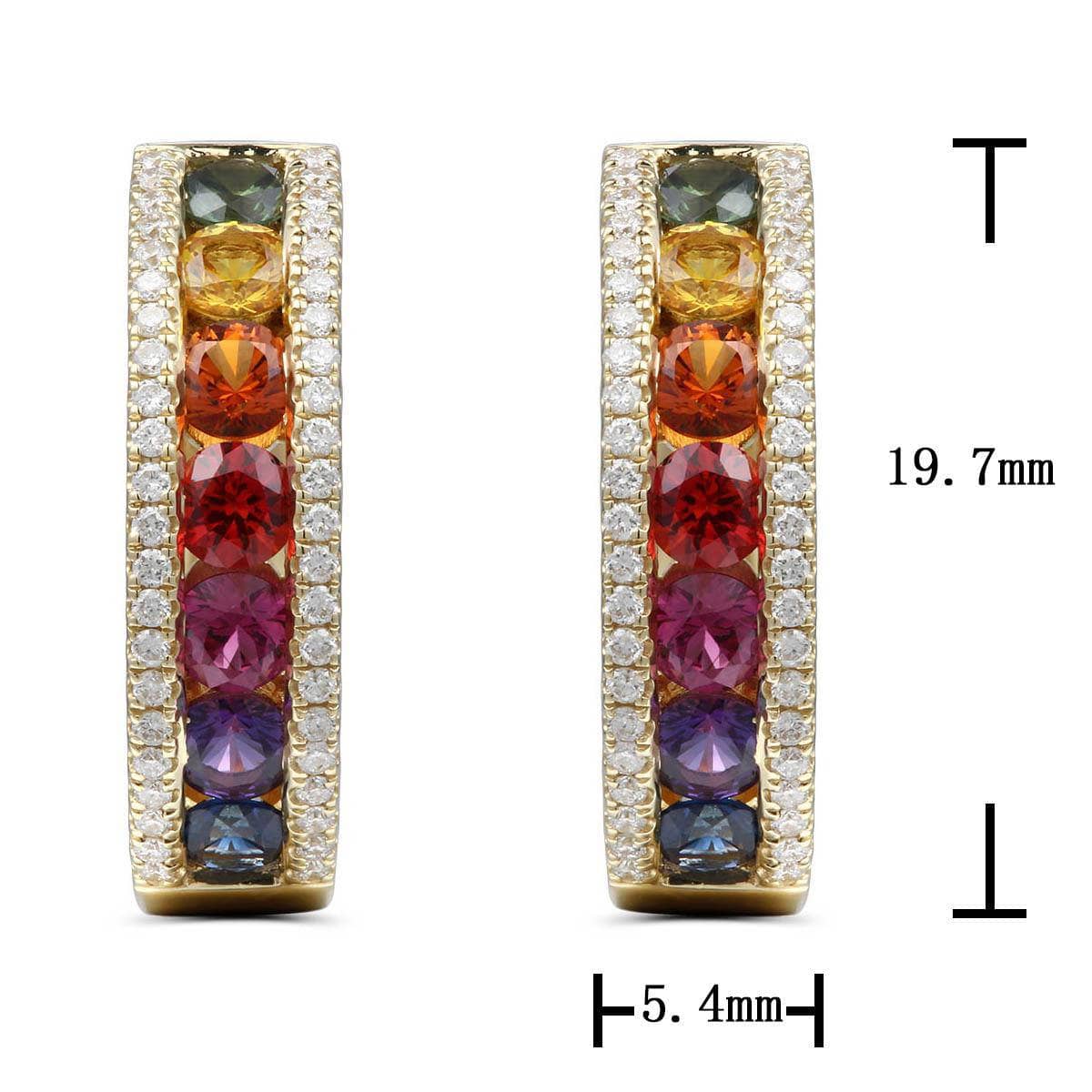 Single Rainbow Earrings With Round Diamonds - Medium