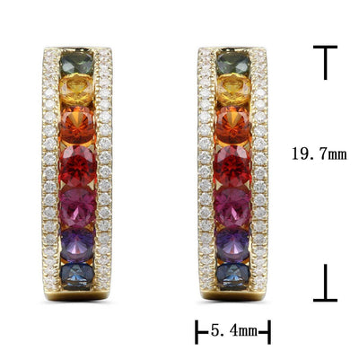 Single Rainbow Earrings With Round Diamonds - Medium
