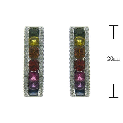 Single Rainbow Earrings With Round Diamonds - Medium