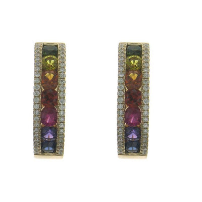 Single Rainbow Earrings With Round Diamonds - Medium