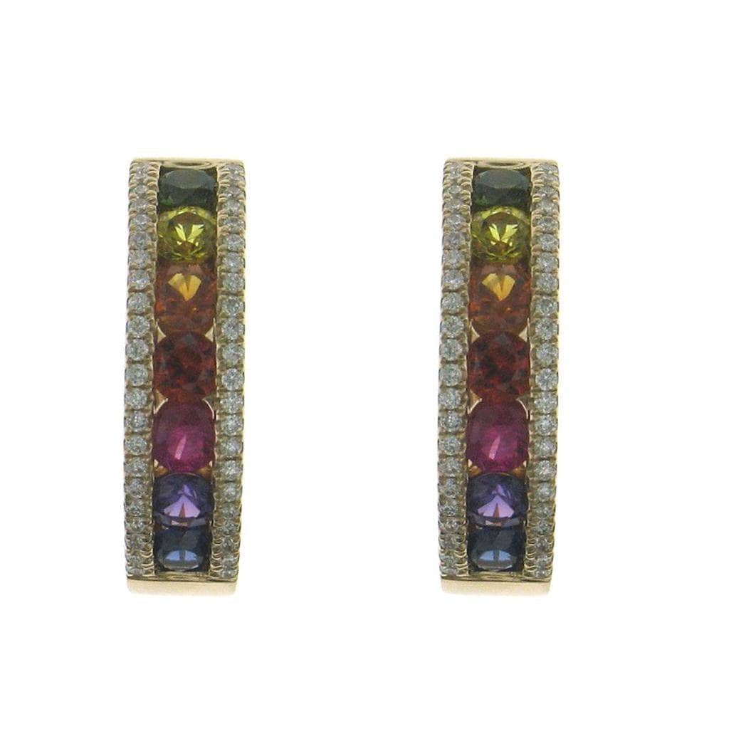 Single Rainbow Earrings With Round Diamonds - Medium