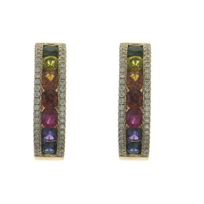 Single Rainbow Earrings With Round Diamonds - Medium