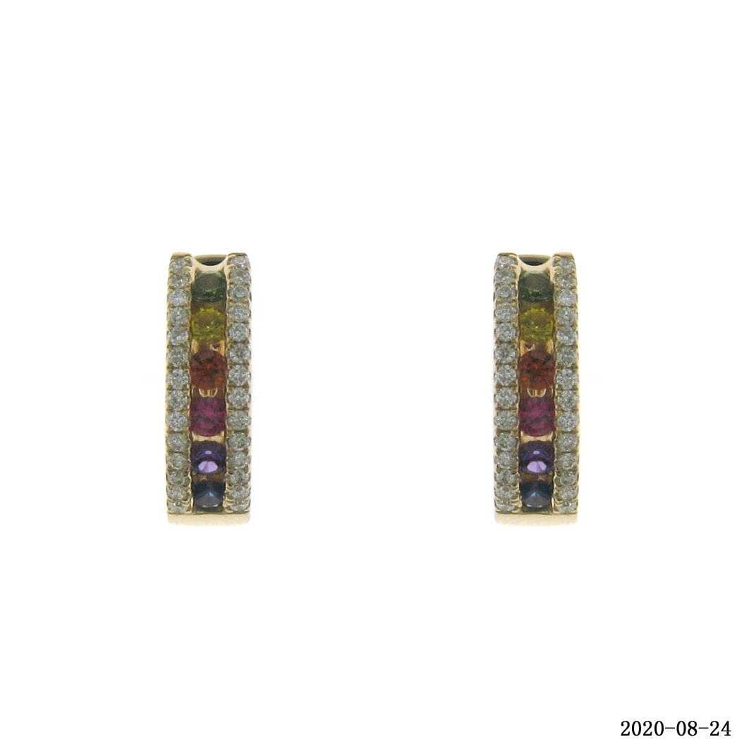 Single Rainbow Earrings With Round Diamonds - Small