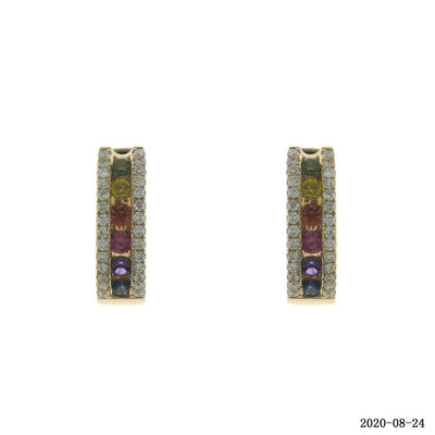 Single Rainbow Earrings With Round Diamonds - Small