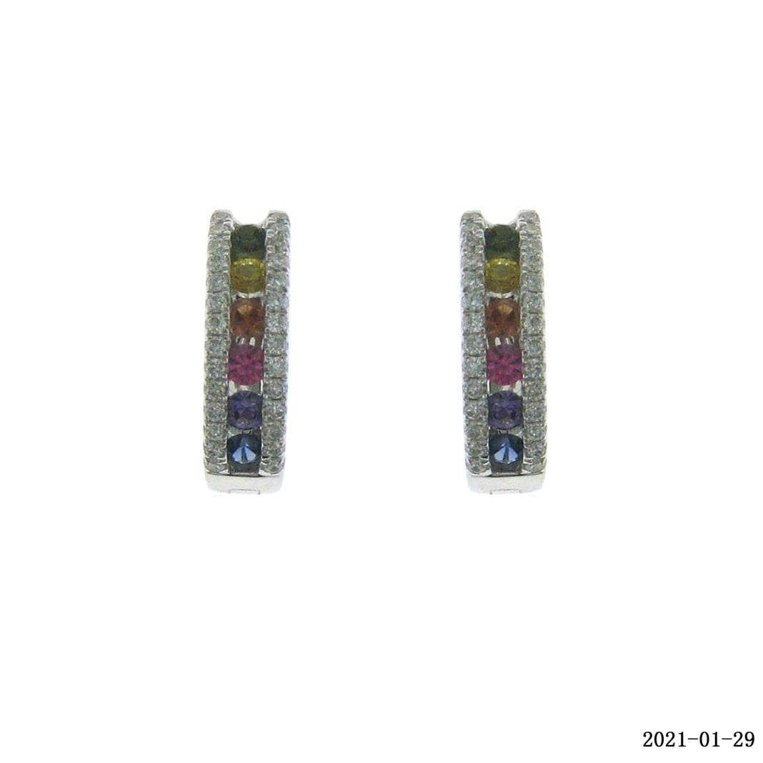 Single Rainbow Earrings With Round Diamonds - Small