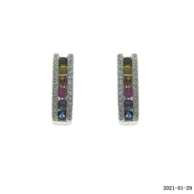 Single Rainbow Earrings With Round Diamonds - Small