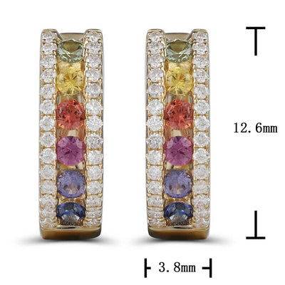 Single Rainbow Earrings With Round Diamonds - Small