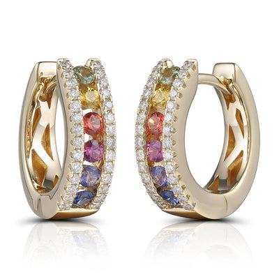 Single Rainbow Earrings With Round Diamonds - Small