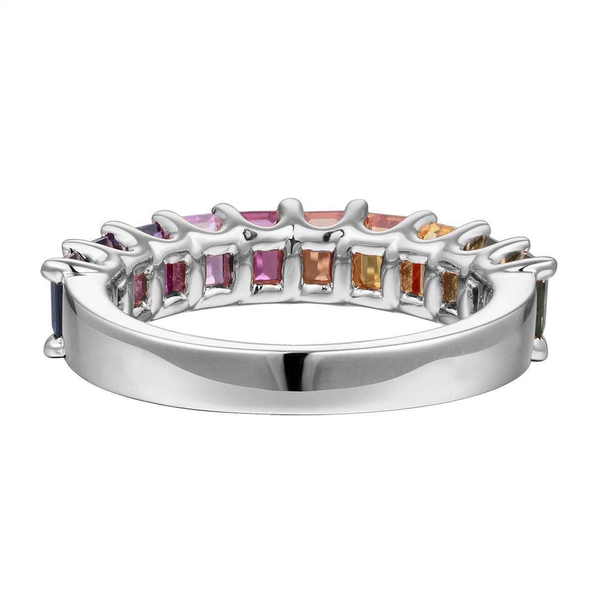 Single Row Rainbow Baguette Ring