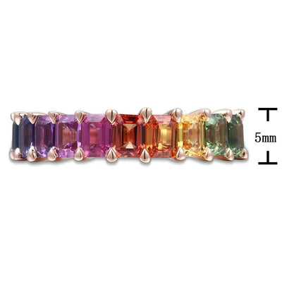 Single Row Rainbow Baguette Ring