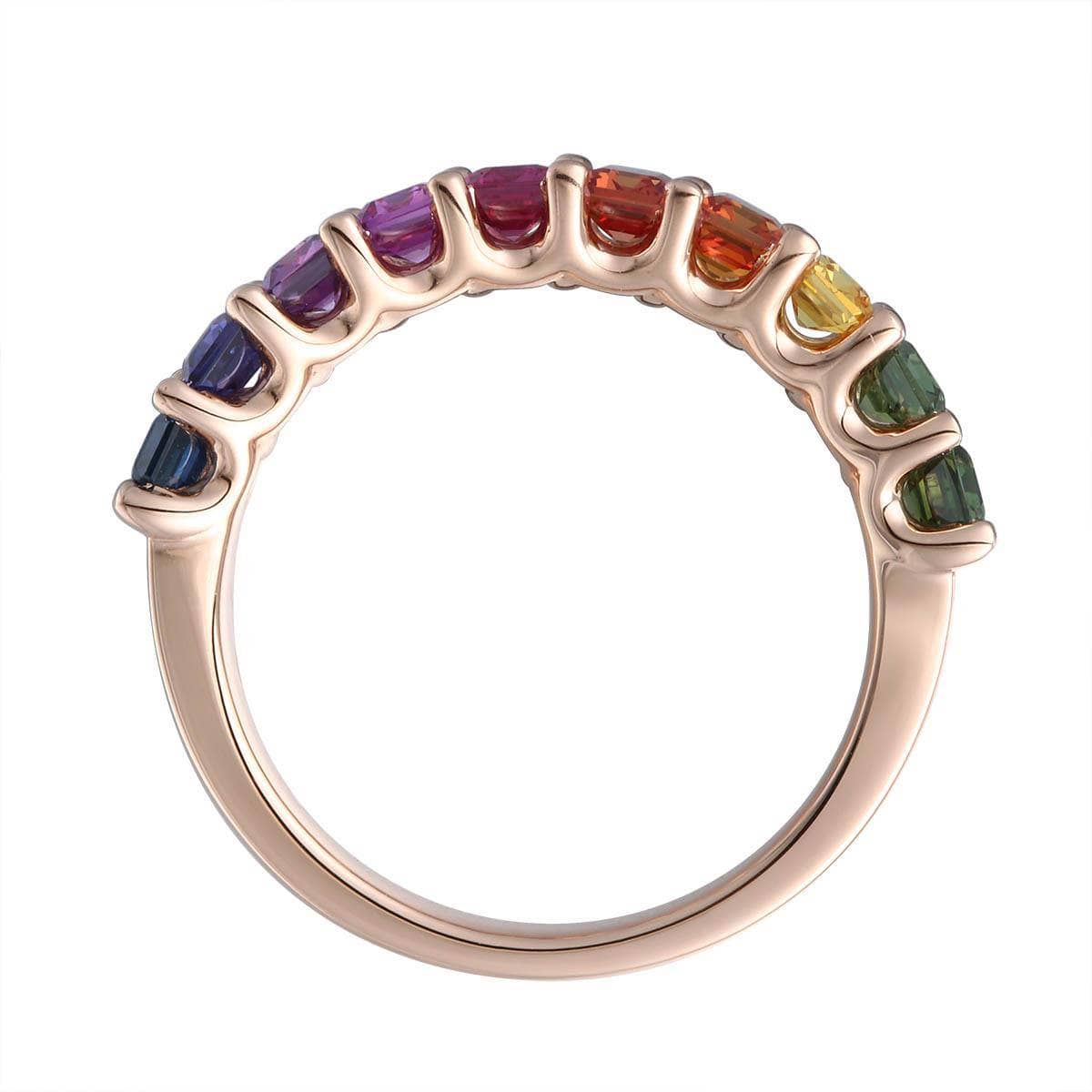 Single Row Rainbow Baguette Ring