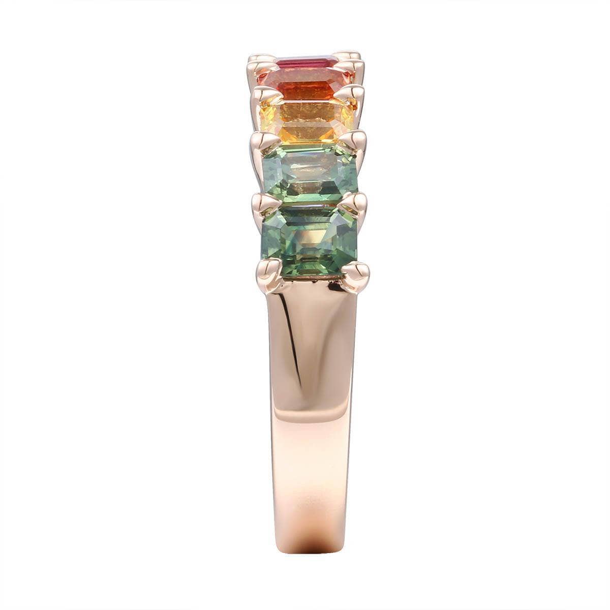 Single Row Rainbow Baguette Ring