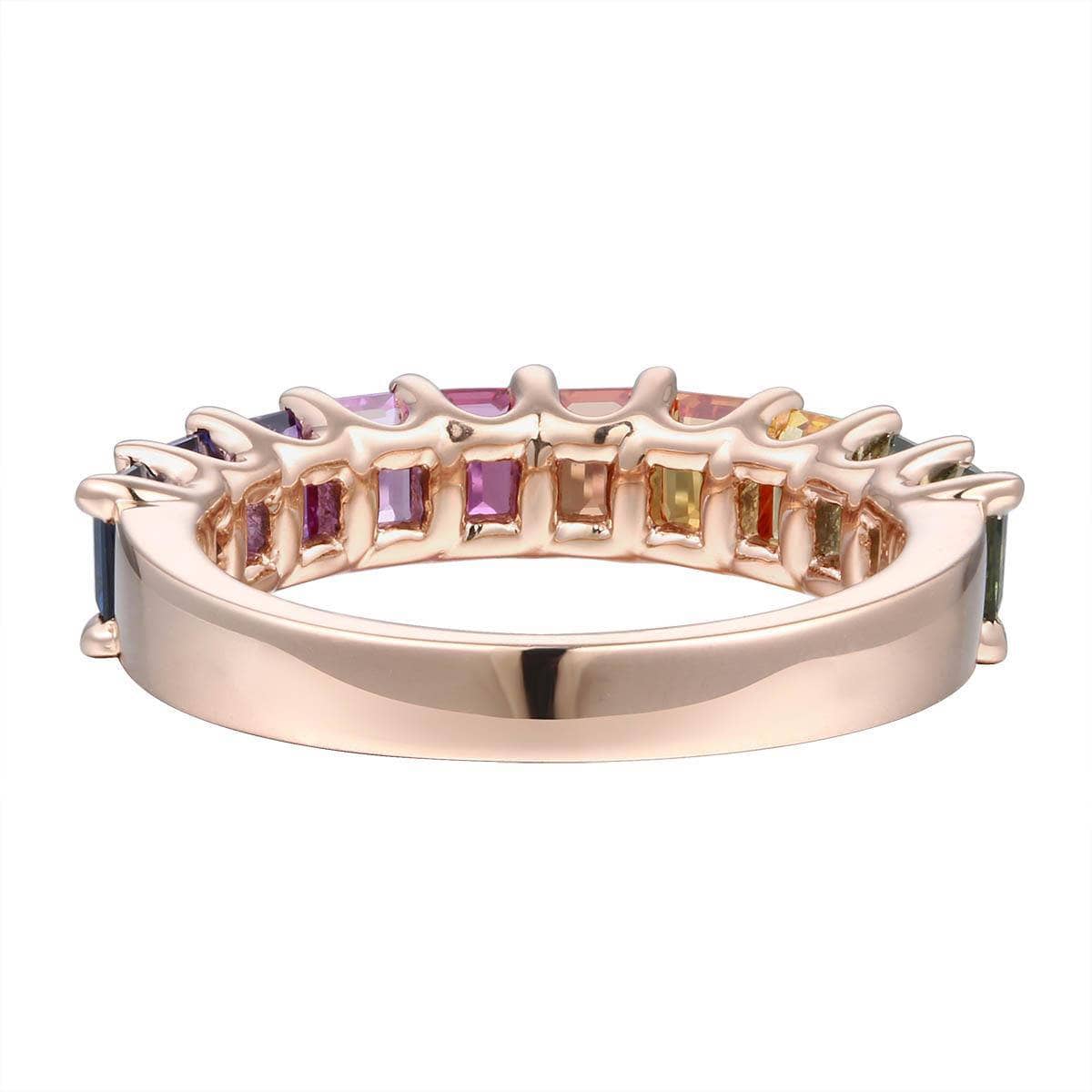 Single Row Rainbow Baguette Ring