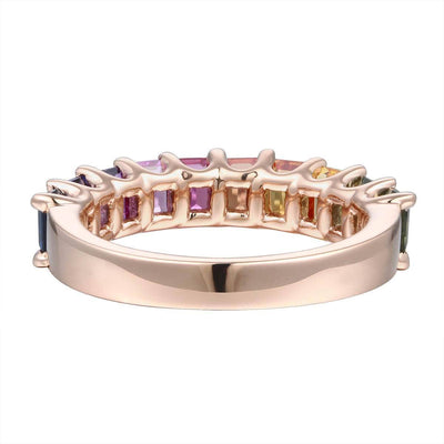 Single Row Rainbow Baguette Ring