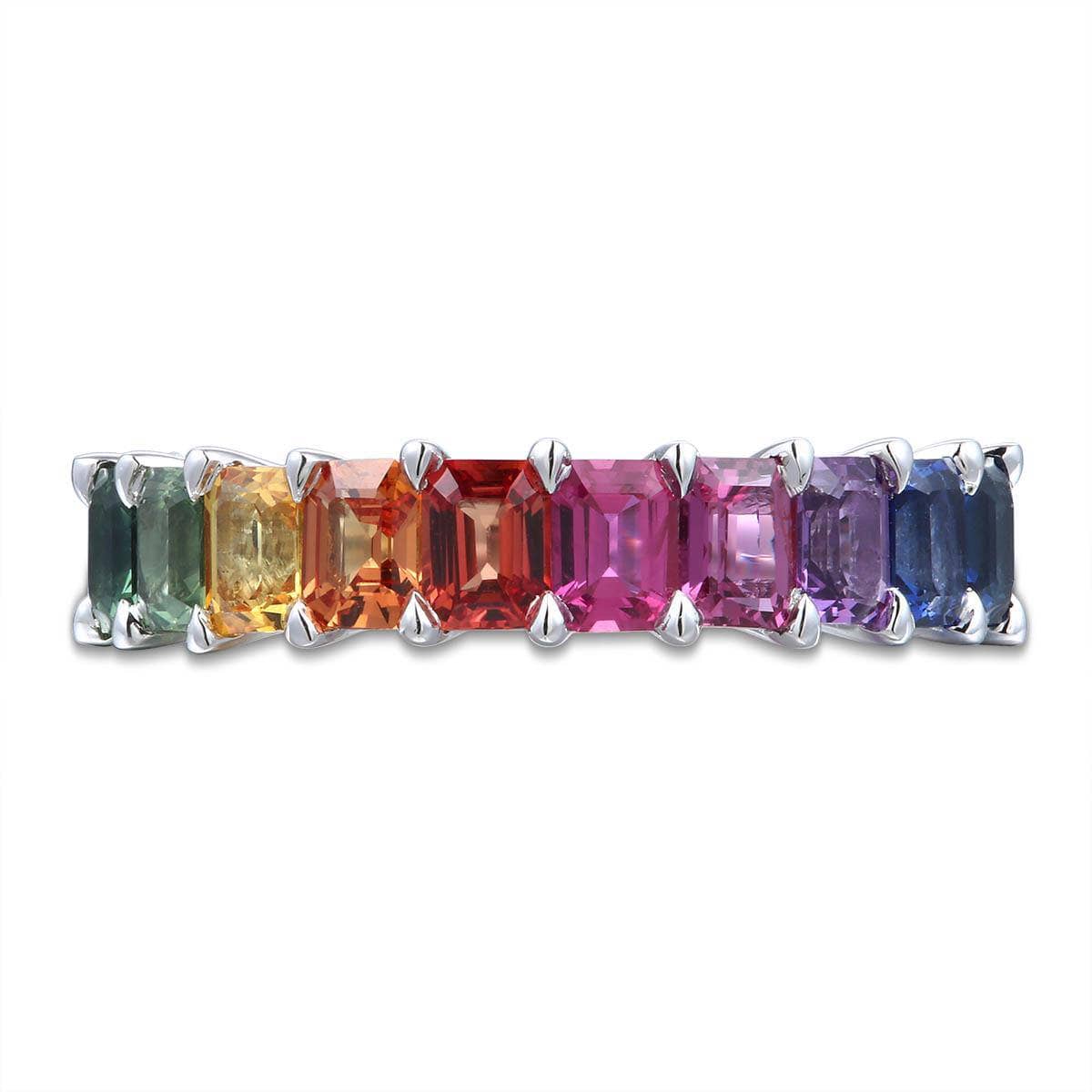 Single Row Rainbow Baguette Ring