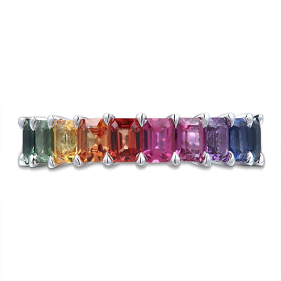 Single Row Rainbow Baguette Ring