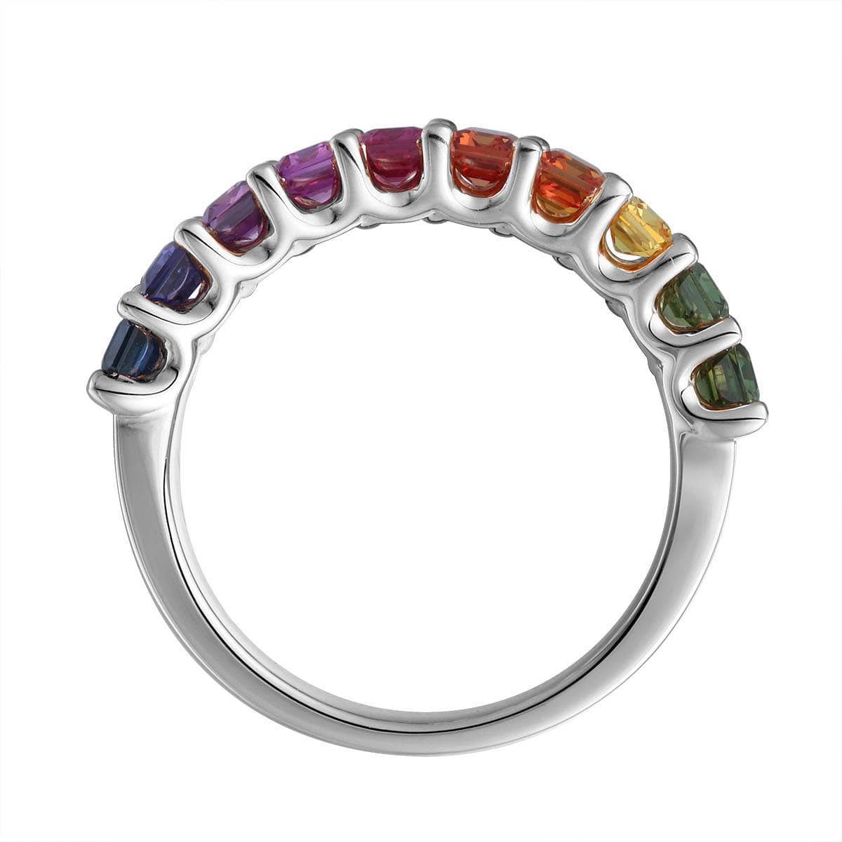 Single Row Rainbow Baguette Ring