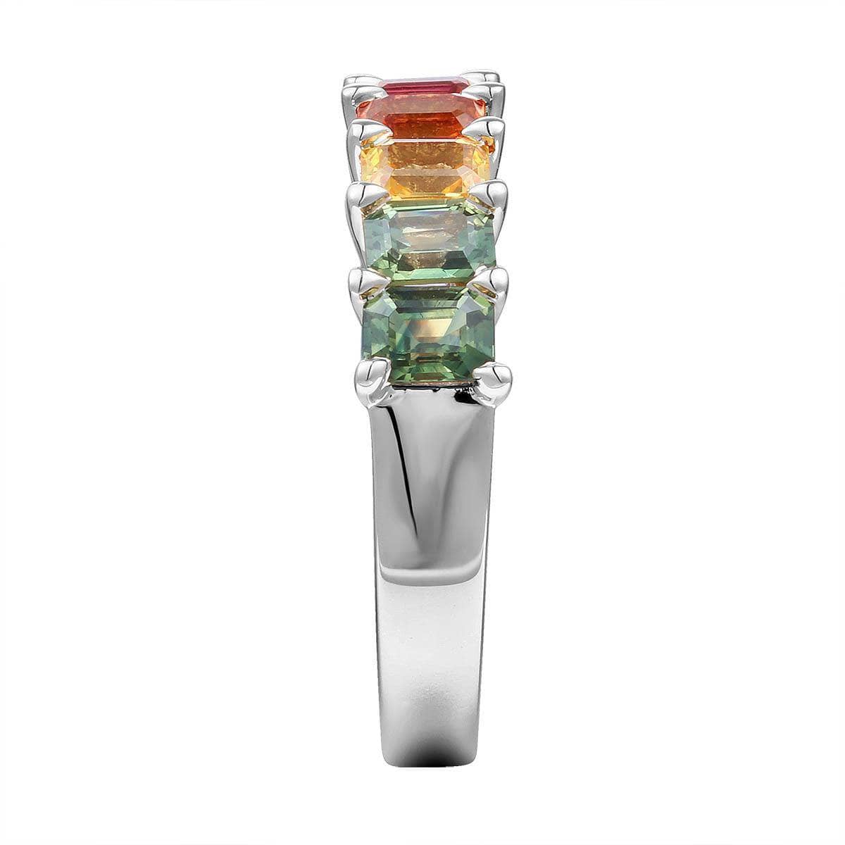 Single Row Rainbow Baguette Ring