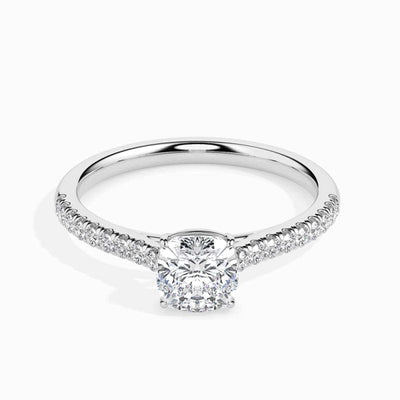 SOLITAIRE CUSHION DIAMOND PAVE RING LG