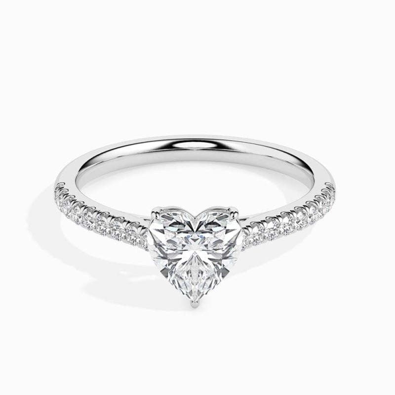 SOLITAIRE HEART DIAMOND PAVE RING LG