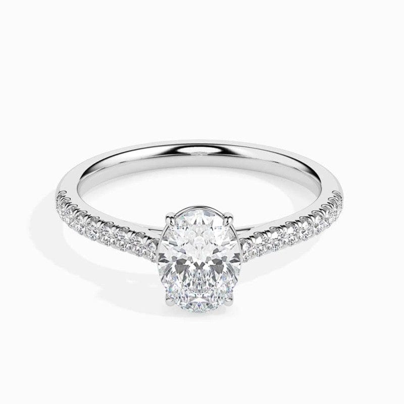 SOLITAIRE OVAL DIAMOND PAVE RING LG