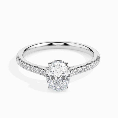 SOLITAIRE OVAL DIAMOND PAVE RING LG