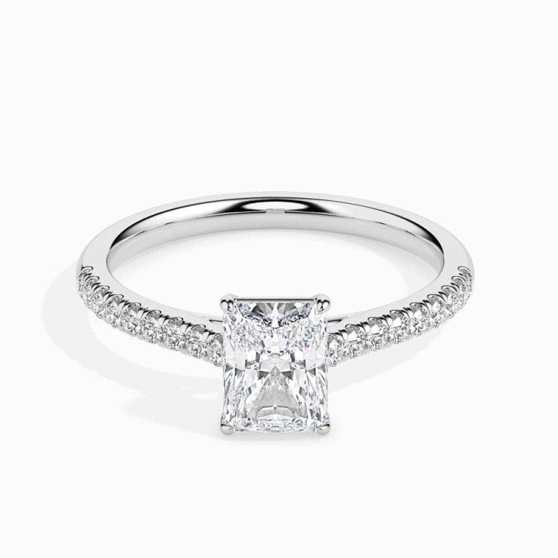 SOLITAIRE RADIANT DIAMOND PAVE RING LG