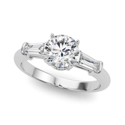 SOLITAIRE ROUND DIAMOND WITH BAGUETTES ON SIDES RING