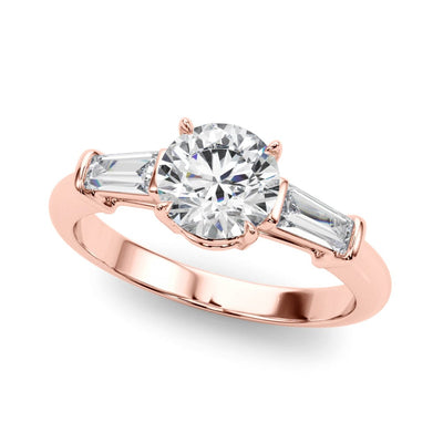 SOLITAIRE ROUND DIAMOND WITH BAGUETTES ON SIDES RING