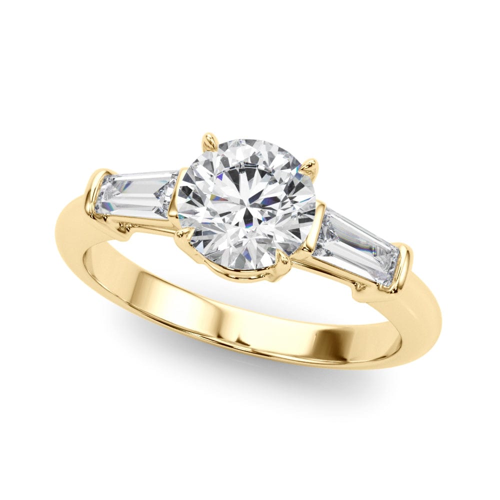 SOLITAIRE ROUND DIAMOND WITH BAGUETTES ON SIDES RING LG
