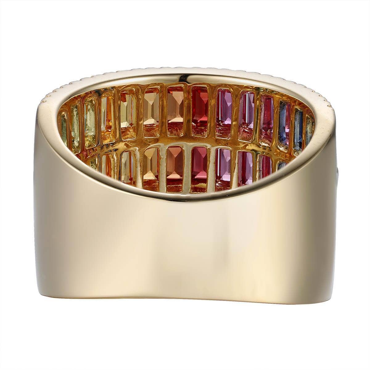 Three Row Baguette Rainbow Ring
