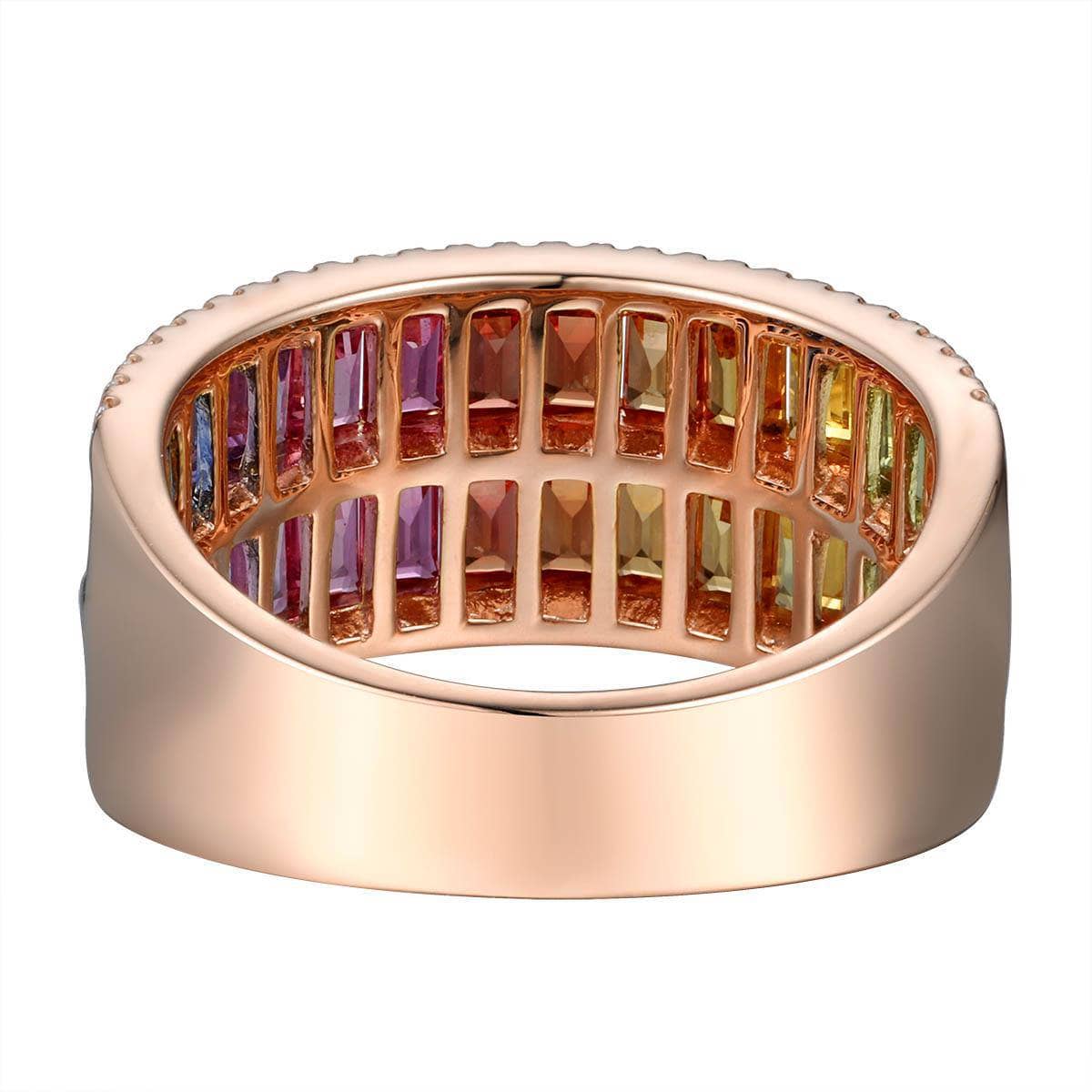 Two Row Baguette Rainbow Ring