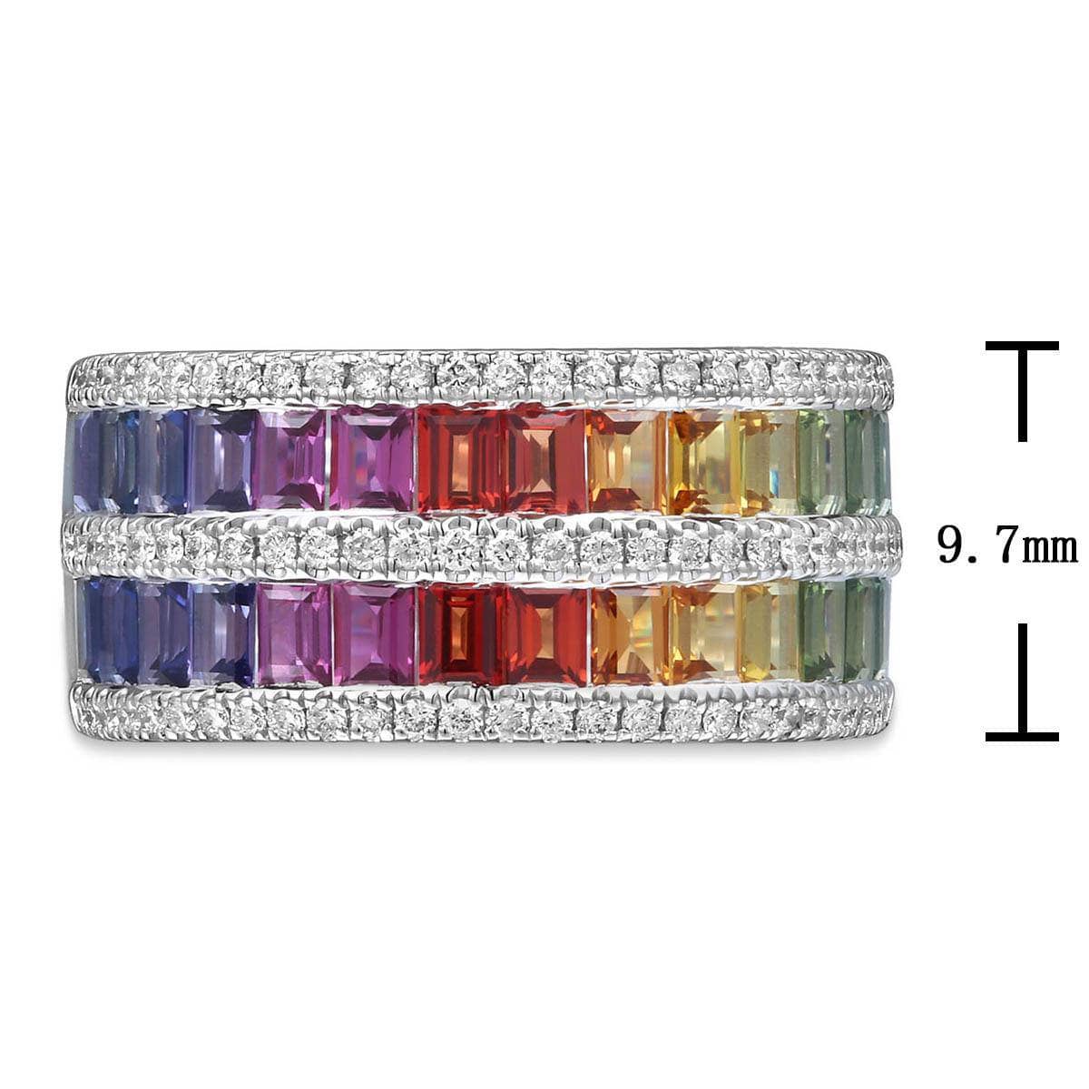 Two Row Baguette Rainbow Ring