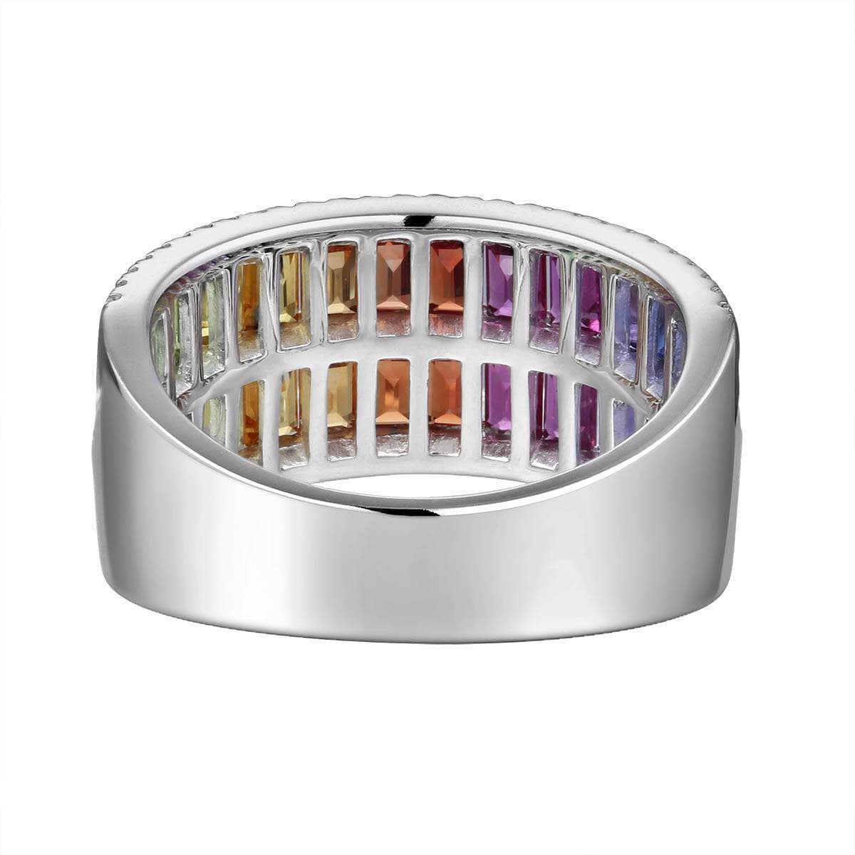 Two Row Baguette Rainbow Ring