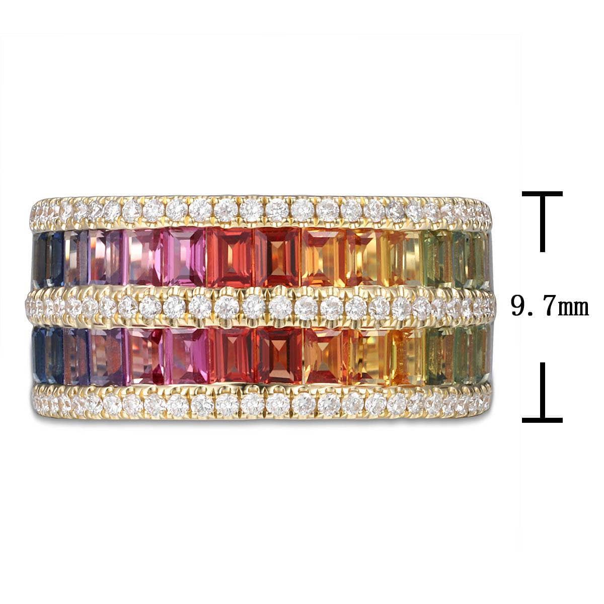 Two Row Baguette Rainbow Ring