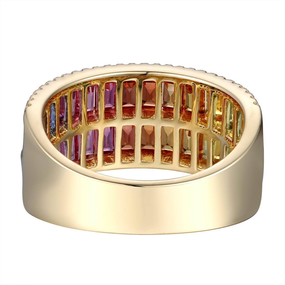 Two Row Baguette Rainbow Ring