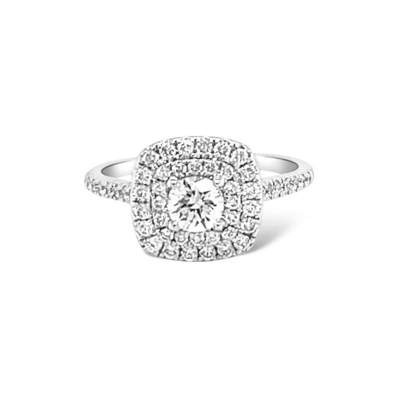 0,30 CT DOUBLE HALO CUSHION WITH DIAMONDS ON SIDES
