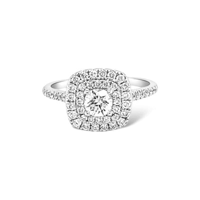 0,30 CT DOUBLE HALO CUSHION WITH DIAMONDS ON SIDES