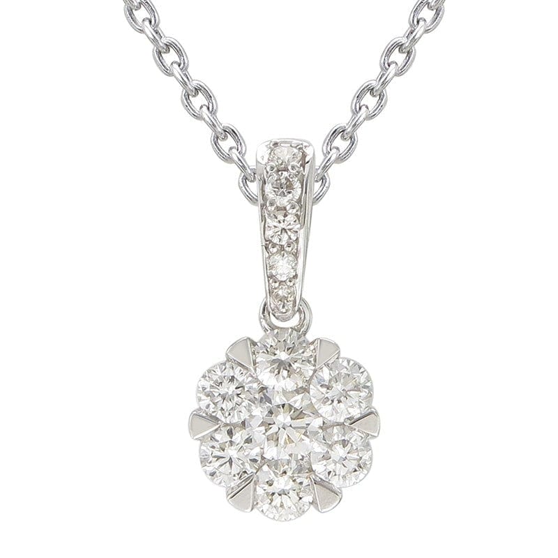 7 STONE FLOWER PENDANT WITH DIAMONDS ON THE HOOK