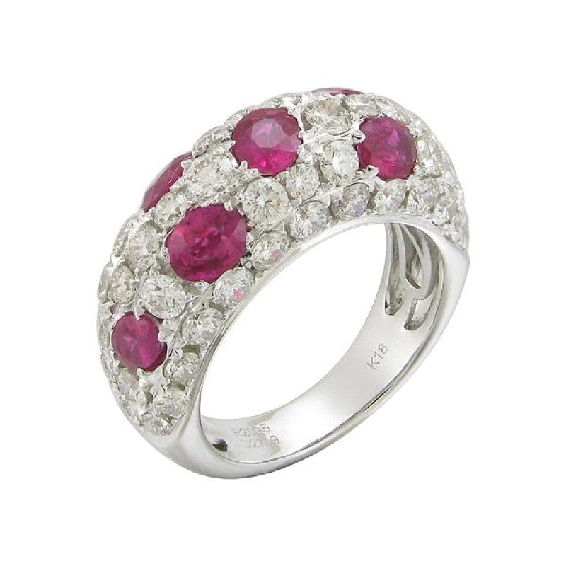 BOMBE RING WITH RUBY AND DIAMONDS