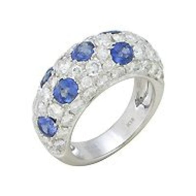 BOMBE RING WITH SAPPHIRES AND DIAMONDS