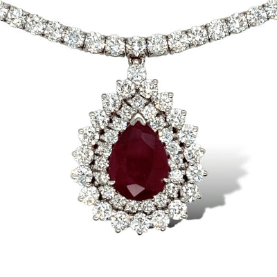 Double Halo Ruby Tennis Collier