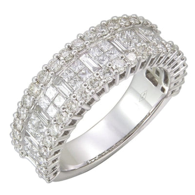 ETERNITY RING WITH ROUND EMERALD AND PRINCESS DIAMONDS