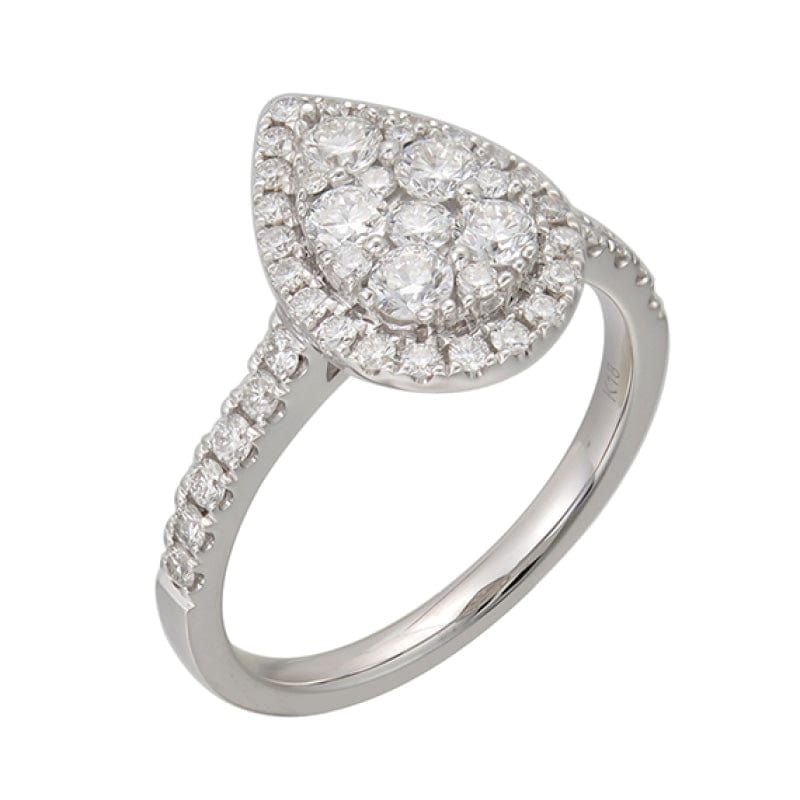ILLUSION PEARSHAPED HALO RING WITH ROUND DIAMONDS
