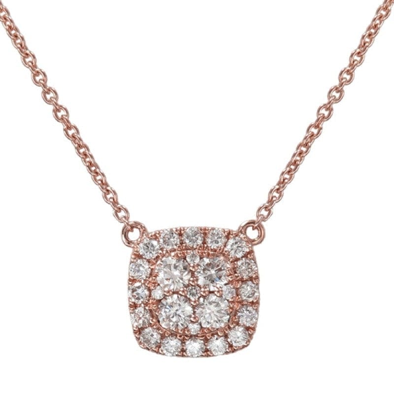 INVISIBLE CUSHION HALO NECKLACE ROSE GOLD